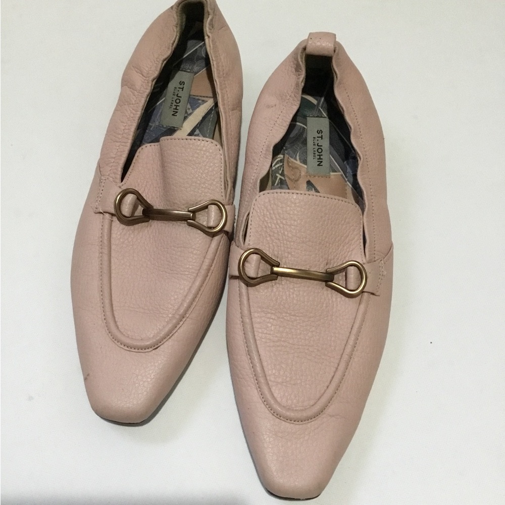 St John Leather Loafers Slip On Sz 8.5 Runs Smaller Pastel Pink